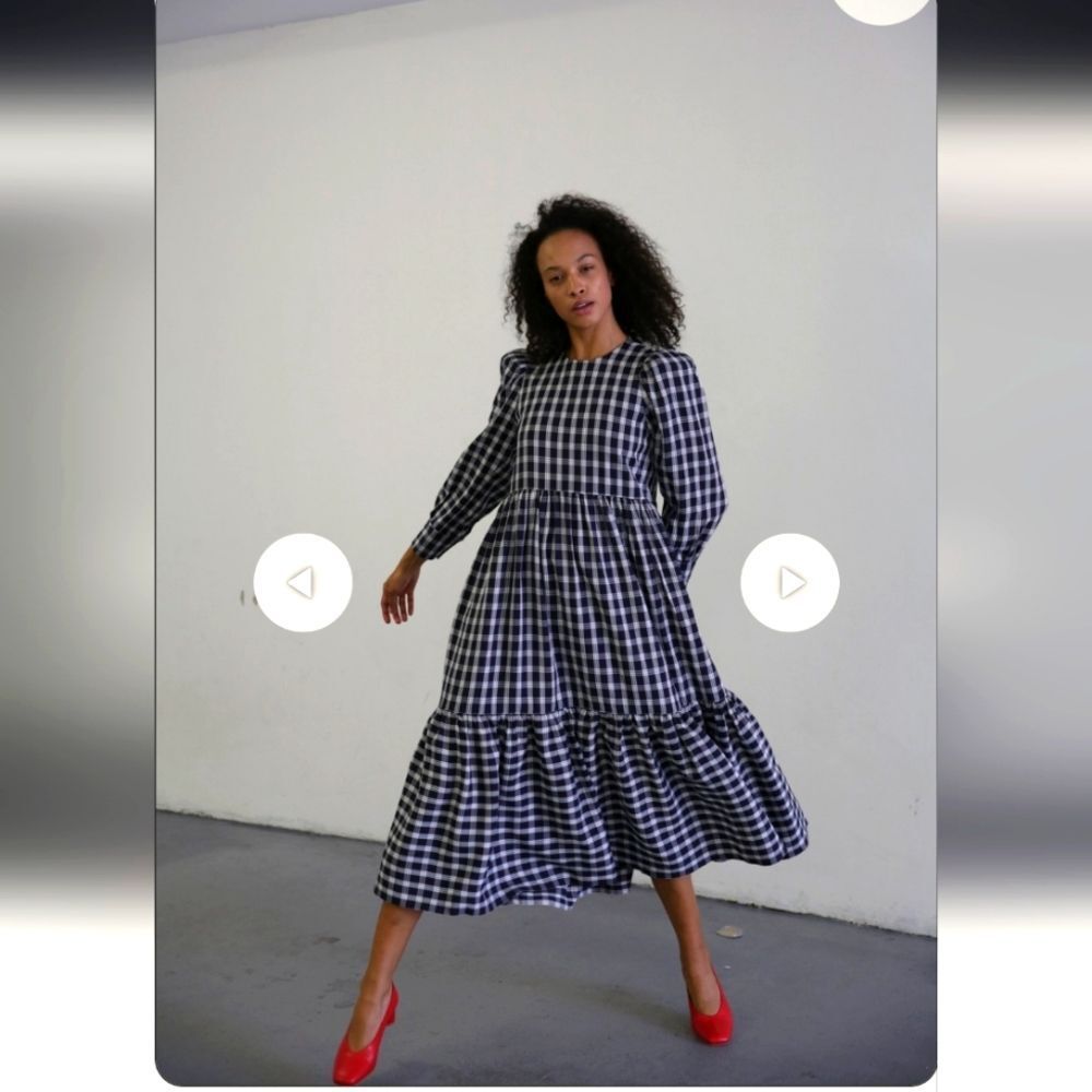 NWOT Mr. Larkin 'May' Plaid Long Sleeve Maxi Dress in Navy Plaid sz XS